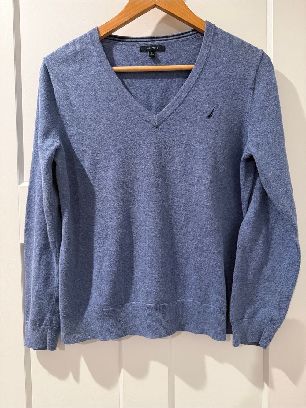 Nautica Men's V-Neck Sweater in Slate Blue